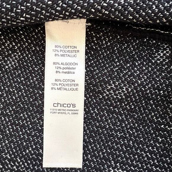 Chico’s EasyWear Metallic Black Open Front Cardigan Sweater 0 (US 4-6) - Picture 11 of 11